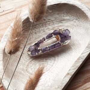 Barrette 'Lyla' en résine avec fleurs séchées incrustées
