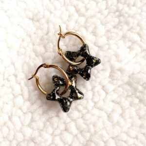 Boucles d’oreilles interchangeables foncées fabriquées à la main, design élégant et moderne, créations artisanales Pepette and Co.