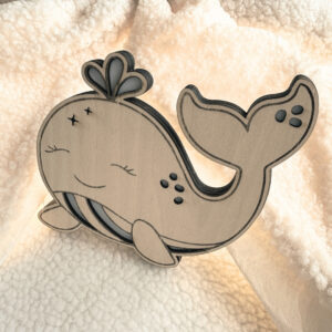veilleuse artisanale en forme de baleine en bois